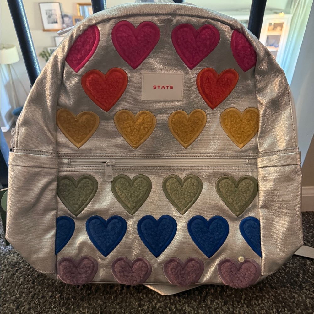 State Kane Double Pocket Large Backpack - Fuzzy Hearts
